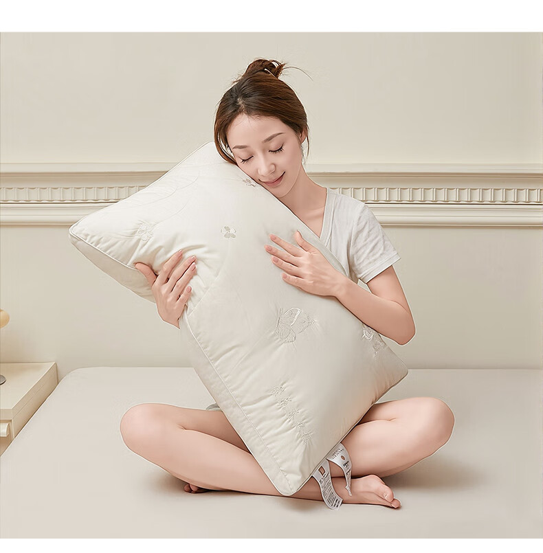 Grace Class A Pure Cotton Silk Pillow, Antibacterial Pillow Core, Home Soft Pillow for Adults, Single Pack, 48*74cm 13