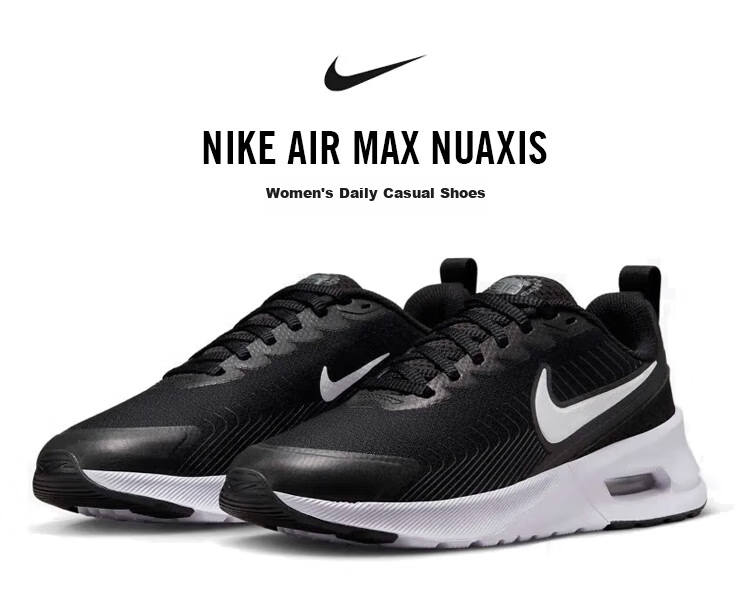 NIKE Women's Casual Shoes, AIR MAX NUAXIS Sneakers, HF1233-001 Black And White, Size 36 1