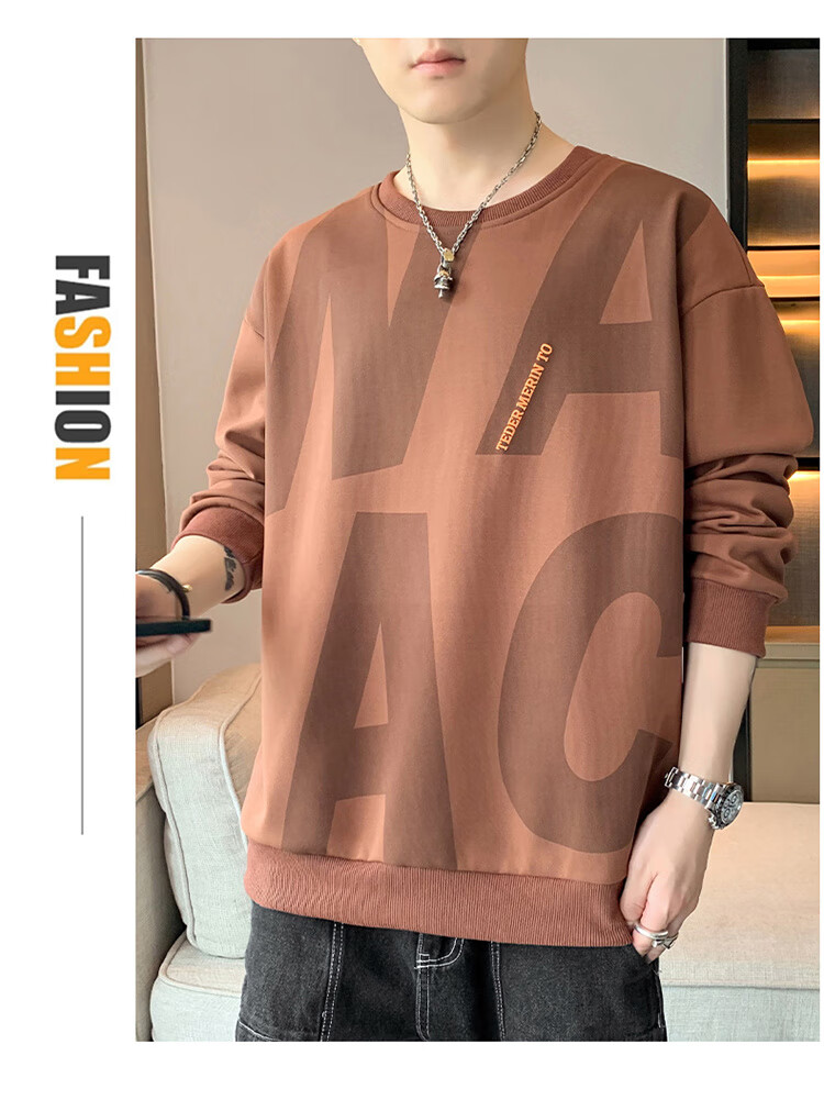 JEEP SPIRIT Sweatshirt for Men, Autumn 2025 New Style, Loose-Fitting Base Layer, Long-Sleeve Sweatshirt for Men 6586, Black, XL 22