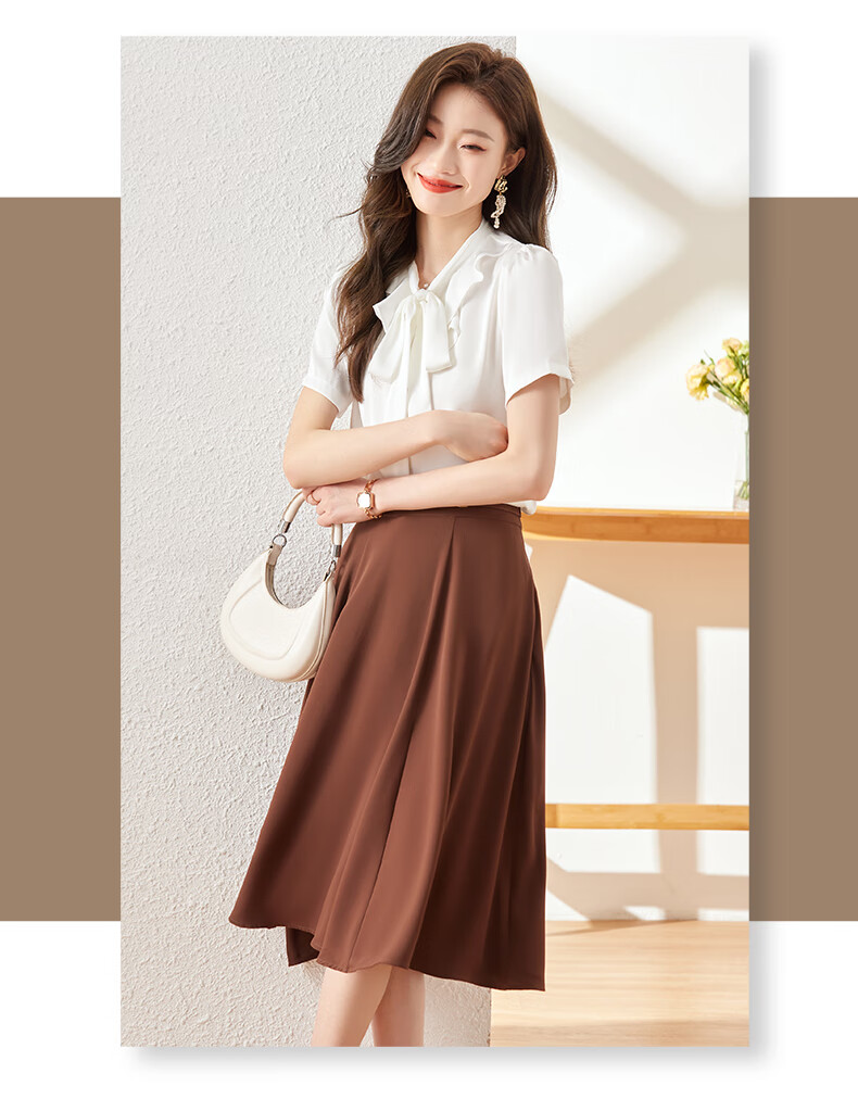 Jeanswest Women's Short-Sleeve Shirt, Summer 2026 Blouse, Fashionable French Chic Chiffon Top, Green, Size S 2
