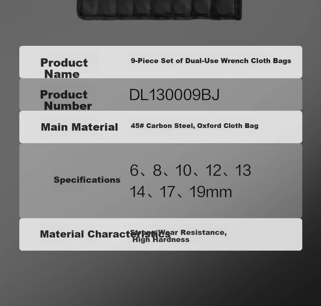 Deli Open-End Star Wrench Set, 8+1 with Fabric Cover, Dual-Purpose Multifunctional Labor-Saving Quick-Release Auto Repair Mechanical Maintenance Tool 9