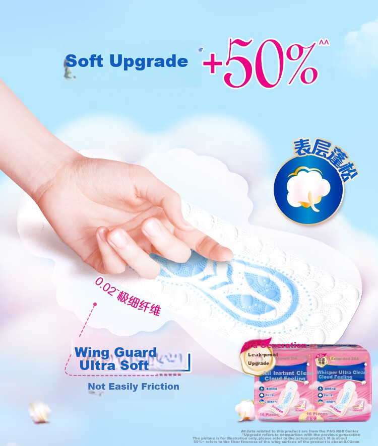 Hushubao [Quick-Drying Cloud-Soft] Sanitary Napkins, Daytime Use Combination, 42 Pieces, Cloud-Feel Cotton Menstrual Pads, Ultra-Thin And Breathable. Sold by JD 8