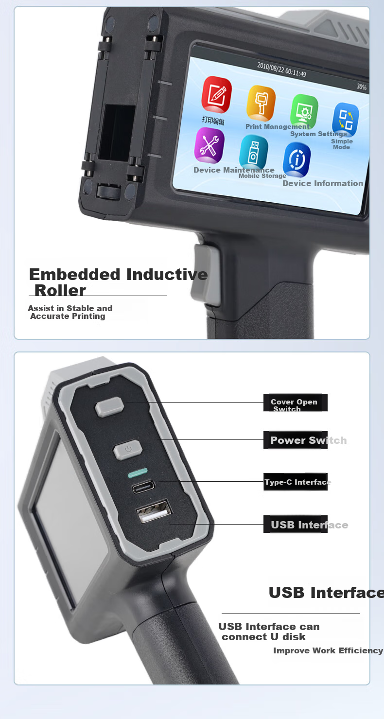 Kemi Handheld Inkjet Printer, Production Date Sequence Number Text QR Code Logo, Cardboard Plastic Glass Metal Quick-Drying Inkjet Printer, M1P 11