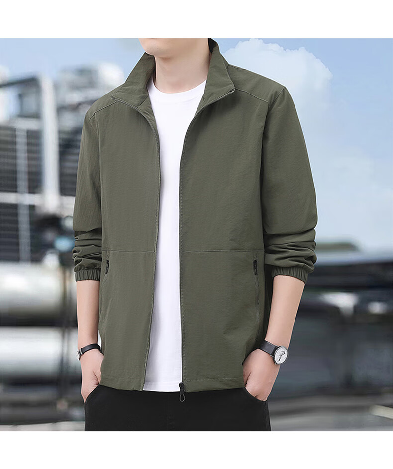 ROMON Men's Autumn Business Casual Versatile Stand Collar Executive Baseball Jacket LH03 Dark Gray XL 18