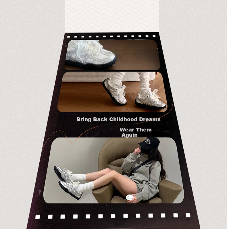 CAMEL Flowing Light Thin-Soled Shoes, Retro Casual Dexun Sneakers for Women, K25B09L7006, Ivory White/pink, Size 35 11