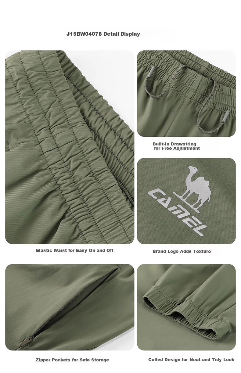 CAMEL Ice Silk Casual Pants for Men, Summer New Style Loose-Fitting Sun Protection Quick-Dry Tapered Long Pants Running Sports Trousers 4