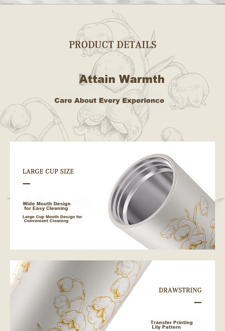 Mixiaoshu Insulated Mug for Women, Stylish Coffee Cup with Ceramic Inner Liner, Mid-Autumn Festival Birthday Gift for Girlfriend Or Wife, Water Bottle 14