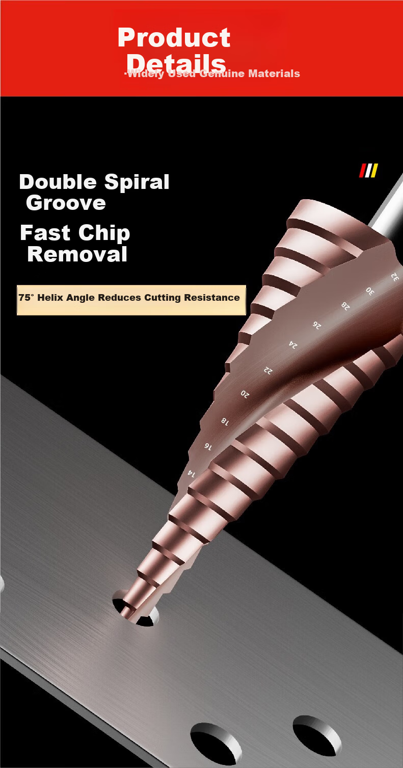 HUHAO Pagoda Drill Bit, High Hardness, for Iron Plate And Stainless Steel Metal, Hole Opener, Drilling Cone-Shaped Step Drill Bit, Hole Opener And Hole Enlarger 5