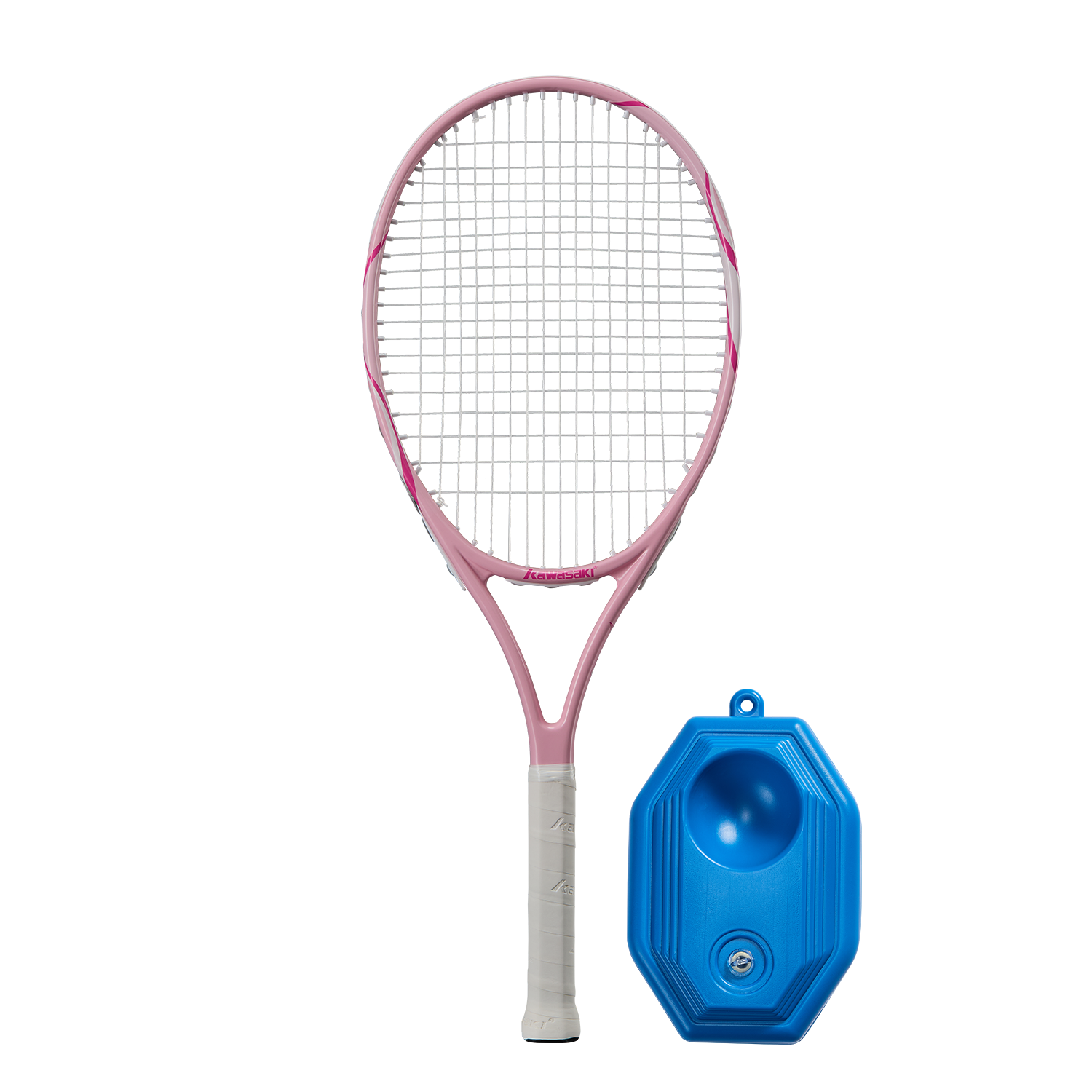 KAWASAKI Beginner Tennis Racket Carbon Composite Training Racket Fly Sky Rose Pink (With Stringing and Trainer)
