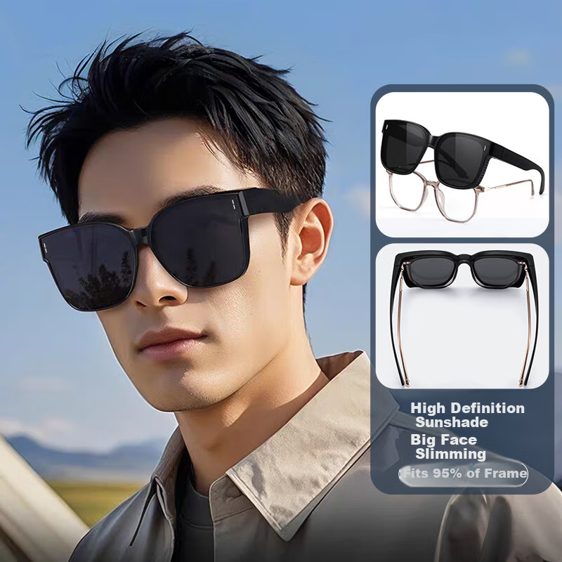 FESETE Sunglasses Clip-On for Myopia Glasses, Sunglasses Clip-On for Myopic Eyeglasses, Specialized Sunglasses Clip-On for Myopic Glasses