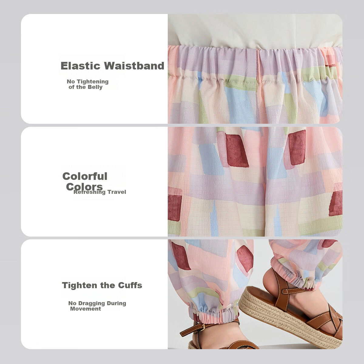 ASK JUNIOR Children's Pants, Summer Mid-To Kids' Lantern Pants, Mosquito-Proof Trousers, Girls' All-Over Watercolor Casual Pants, Long Pants, Joggers 9