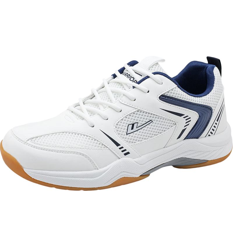 Warrior Badminton Shoes Men Shock Absorption Sports Shoes Couples Casual Shoes Badminton Shoes WXY(ZA)-4699 Beige Dark Blue Size 41