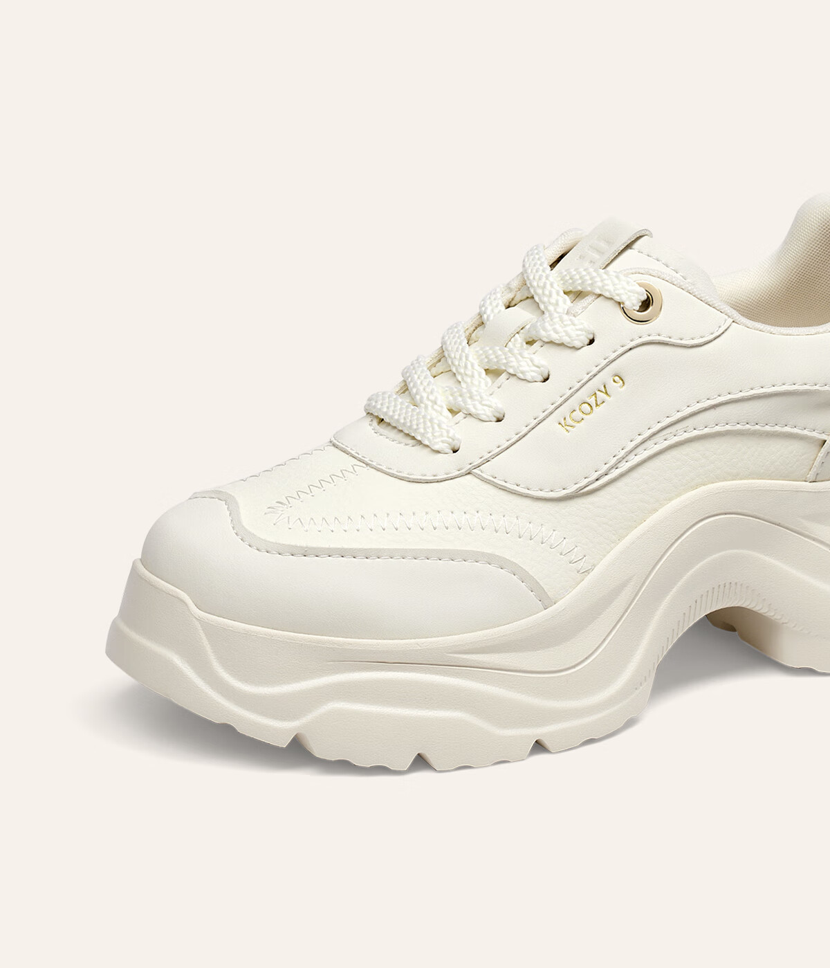 KISS CAT 6.5CM Wind-Chasing Long Leg Shoes 25 New Casual Height-Increasing White Sports Shoes for Women Beige Size 34 3