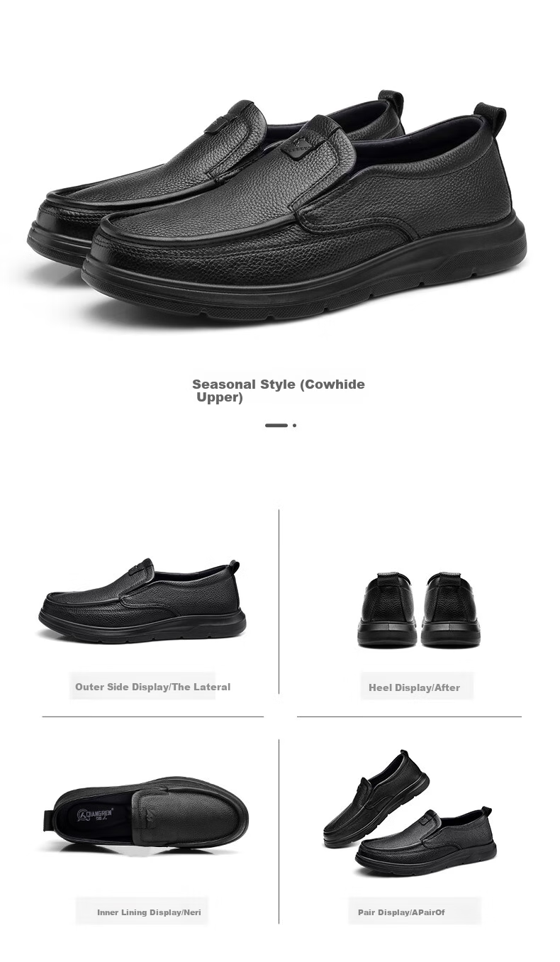 Qiangren Business Commute Leather Shoes for Men, Soft Upper And Sole, Slip-On Casual Shoes, Men's Footwear JDA351340 Black Size 44 14