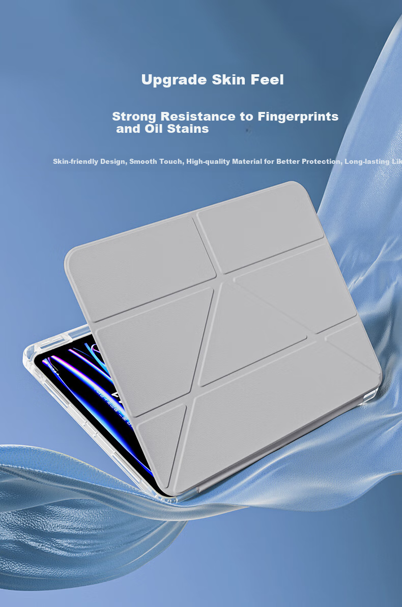 JPLAYER Apple IPad Mini 7/6 Protective Case, 8.3 Inch 2024/21 Mini Y-Shaped Multi-Angle Folding Acrylic with Pencil Slot, Tablet Computer Protective Cover, Smart Sleep Gray 5