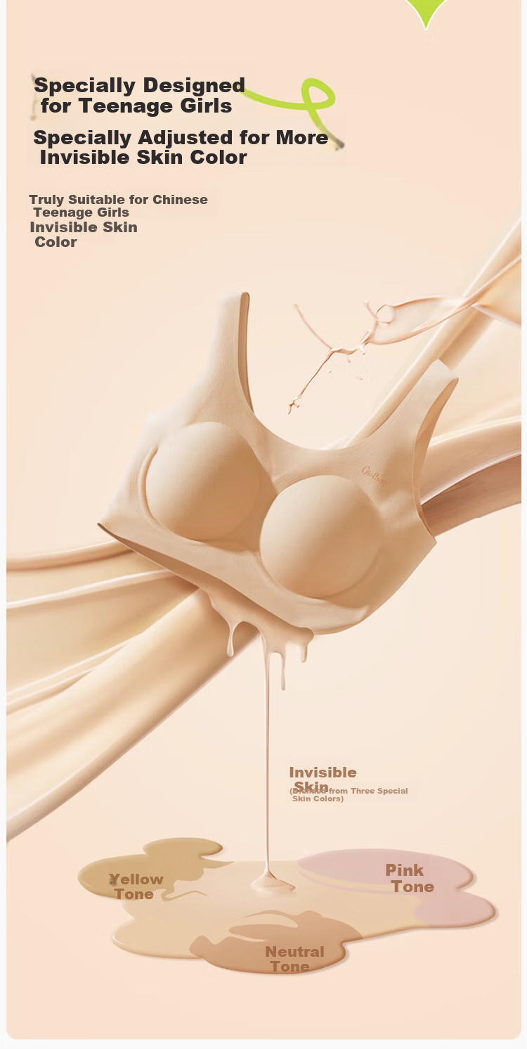 GRACEWELL Girls' Foundation Liquid Bra for Children And Teenagers, Invisible Non-See Through Bra for Puberty, for Middle And High School Students Aged 9-18 XL 7