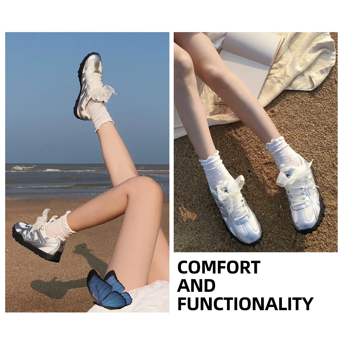 CAMEL Flowing Light Thin-Soled Shoes, Retro Casual Dexun Sports Women's Shoes, K25B09L7006, Silver/ivory White, Size 39 5