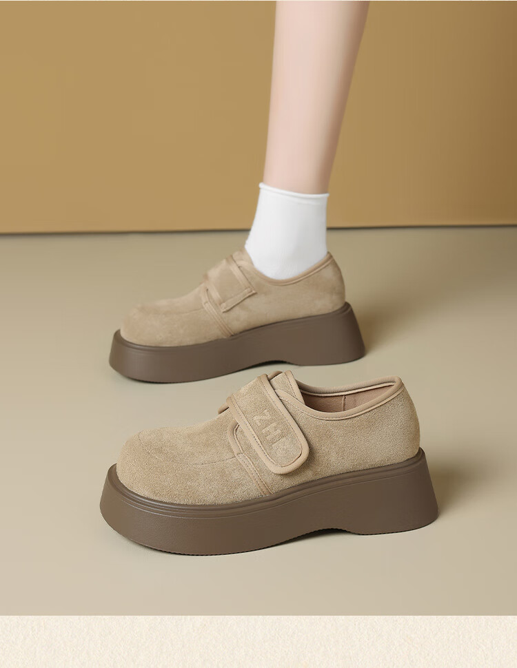 ZHR Thick-Soled Birkenstock Sandals for Women, Versatile Height-Increasing Casual Shoes, Autumn Soft-Soled Lightweight Women's Shoes, AB171, Khaki Color, Size 39 18