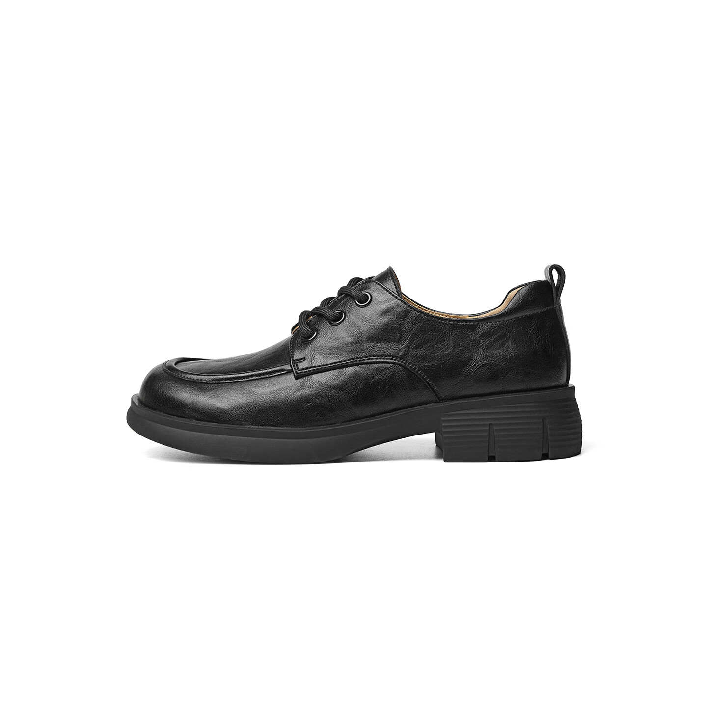 RED DRAGONFLY Loafers 25 Autumn Thick Heel Commuter Lace-up Small Leather Shoes Fashion Thick Sole Women's Single Shoes WLB35068 Black 36