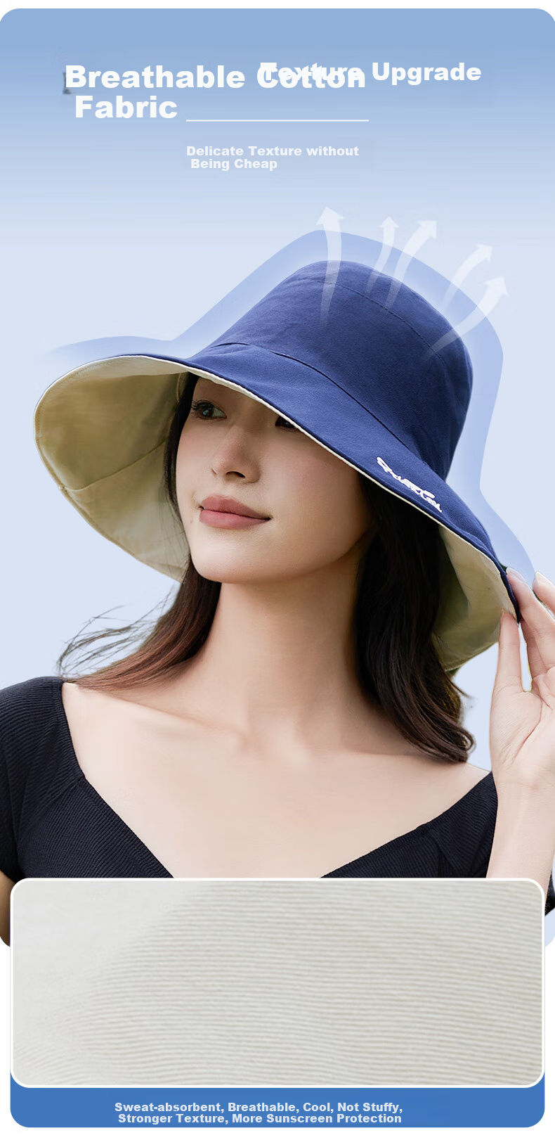 FitonTon Sun Protection Hat for Women, Summer Outdoor Beach Cycling Sun Hat, Versatile Double-Sided Fisherman Hat 6
