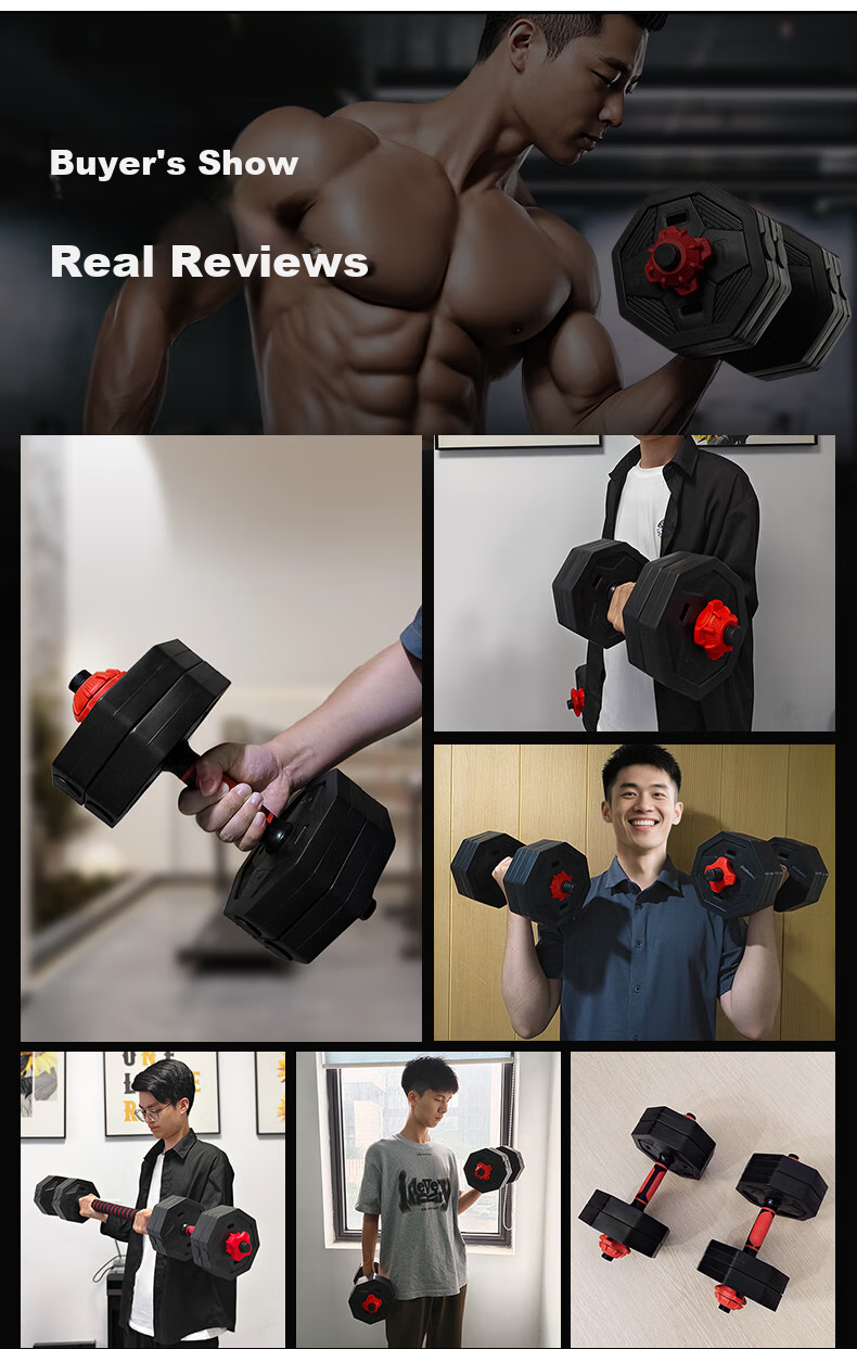 Li-Ning Adjustable Dumbbell Set for Men, Home Fitness Equipment Combination Barbell And Kettlebell Strength Training Kit with Quick-Release Design, 20kg 7