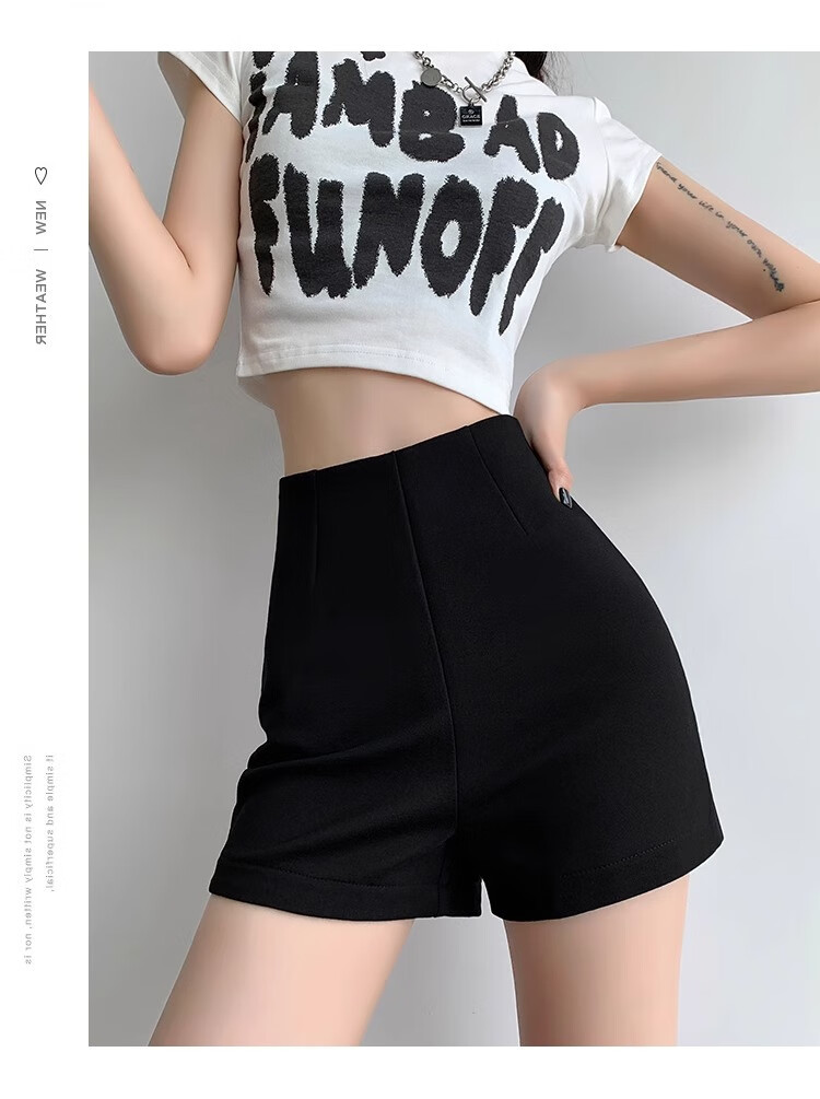 Yishangmei Black Suit Shorts, Summer Women's Wear, 2026 New American Style Hot Girl Sports Casual Hot Pants, Slimming And Fitted 14