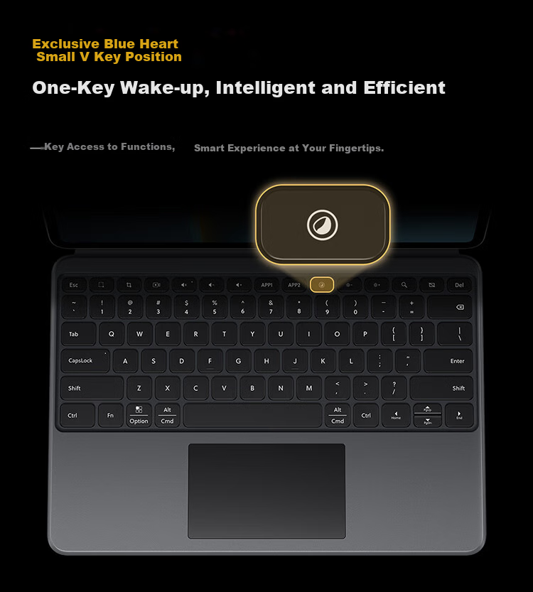 IQOO Smart Touch Keyboard 5 Pro, New Moon Gray, Professional Key Layout Design, Large Touchpad, Blue Heart Small V Exclusive Key Layout 6