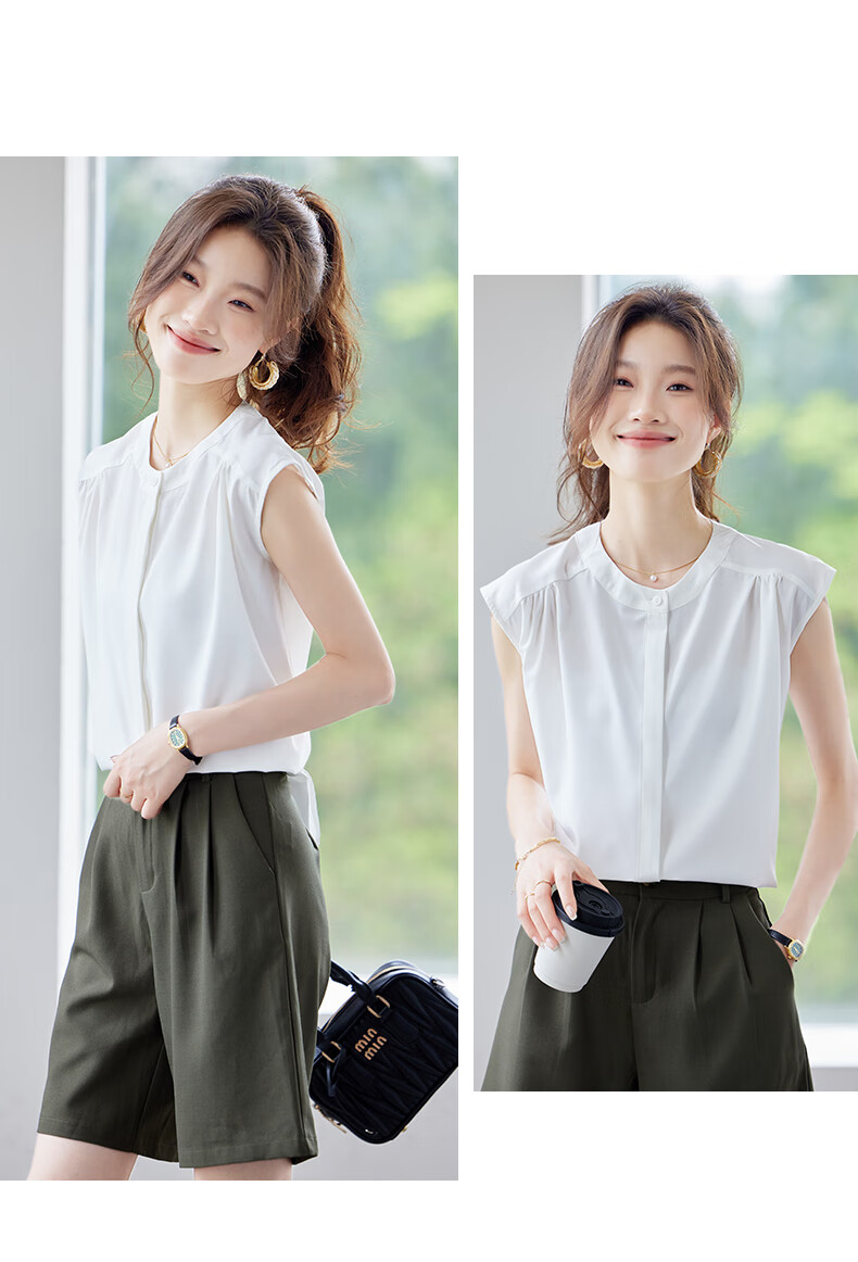 Jeanswest Korean Style Sleeveless Round Neck Shirt Women 2026 Summer New Simple Green Top XL 4