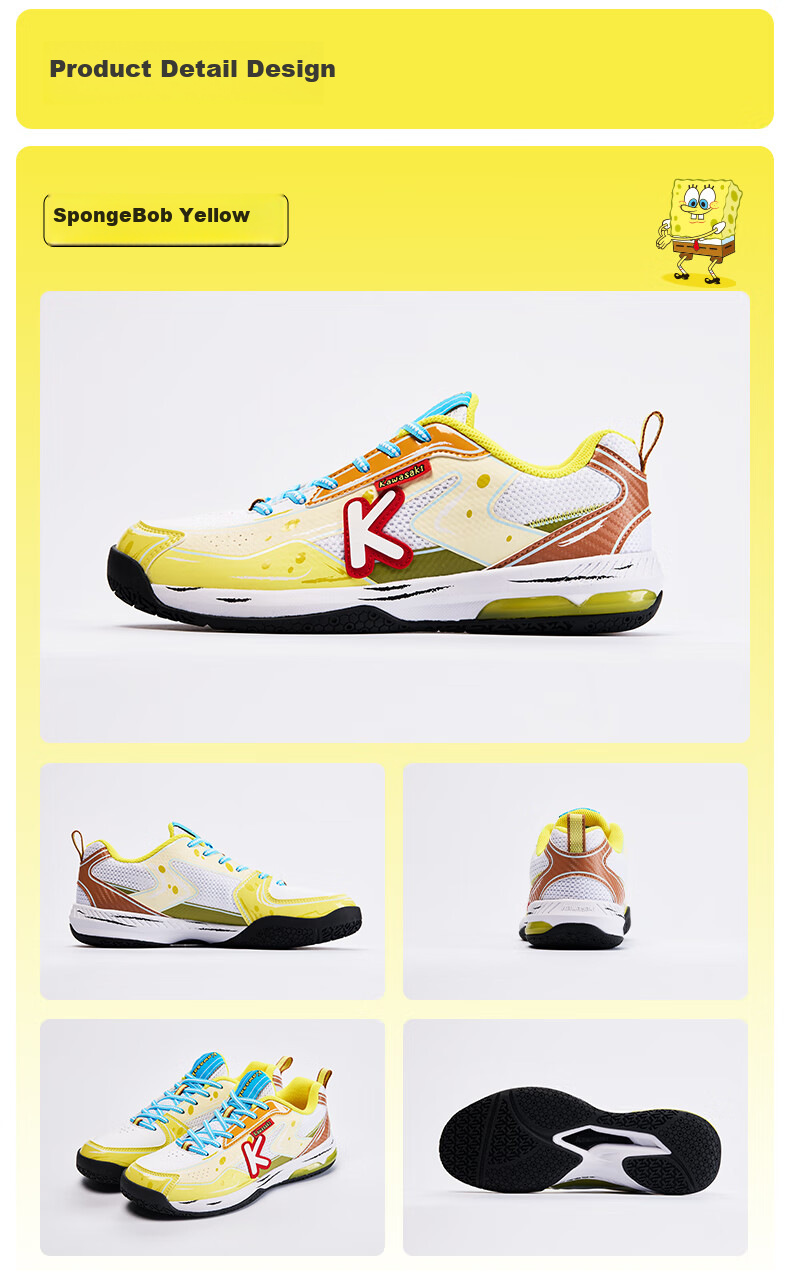 KAWASAKI Badminton Shoes SpongeBob SquarePants Collaboration Edition Sports Shoes for Men And Women C32026 Blue-Squid Brother Size 42 15