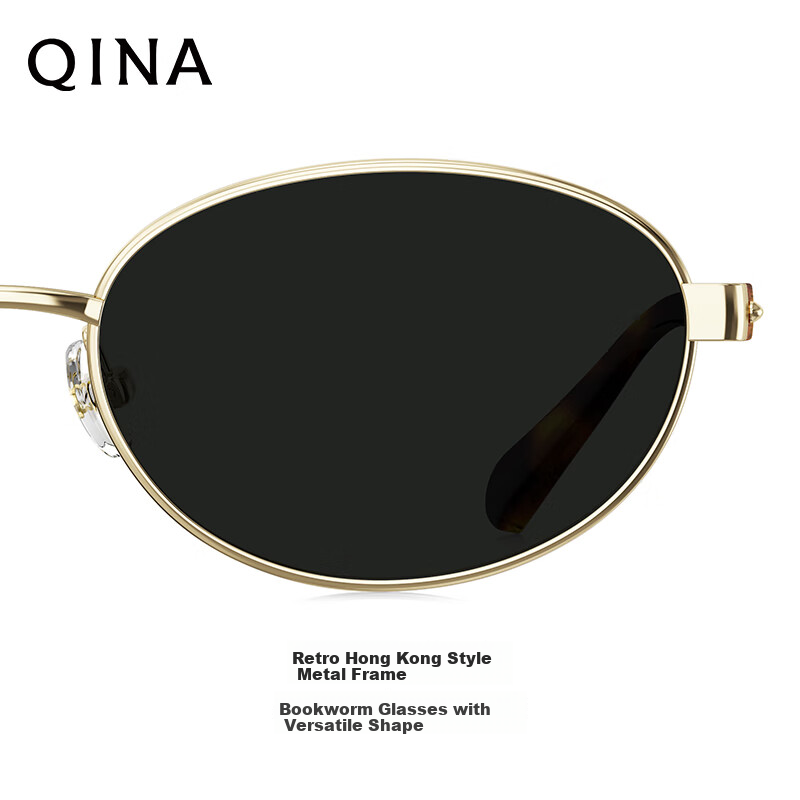 QINA Retro Hong Kong Style Sunglasses for Women, Elegant Sunglasses QN7031A60