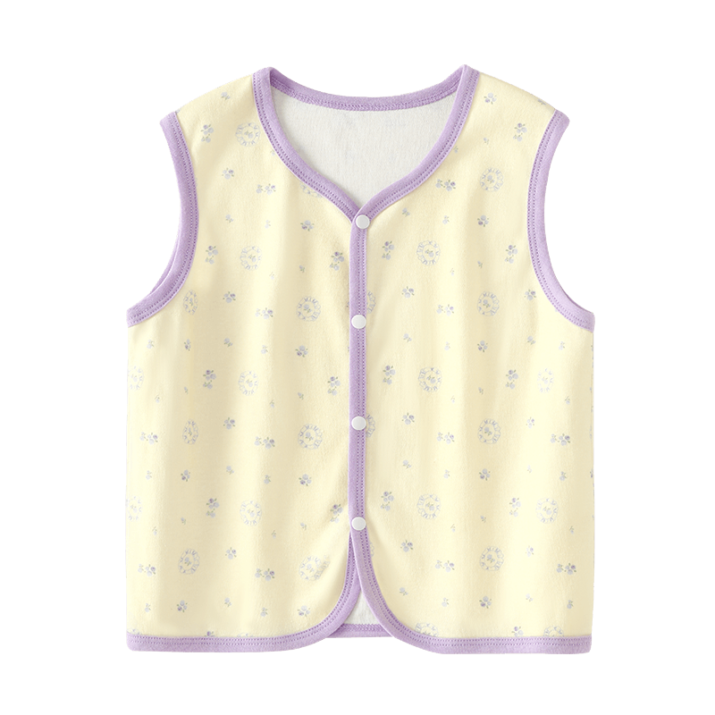 Badibadi Pure Cotton Baby Toddler Vest Spring Autumn Wearable Inner Warm Fashion Versatile Floral Yellow 80