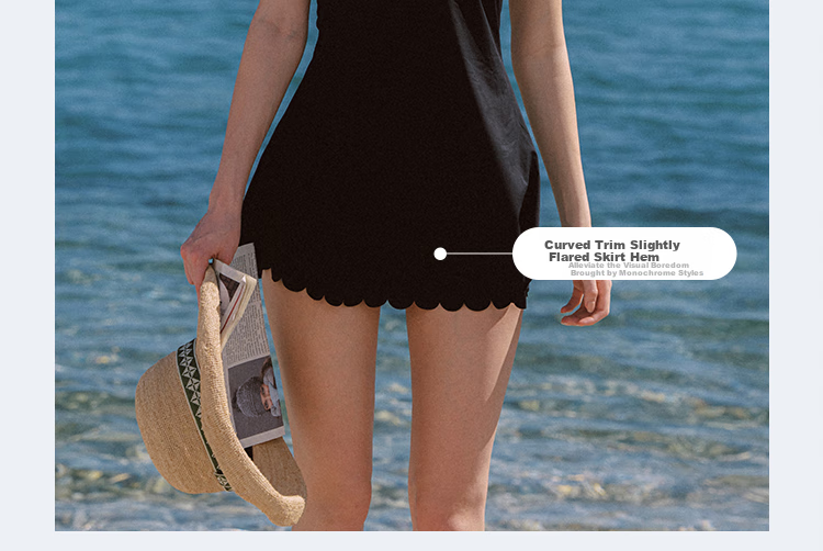 Atlanticbeach 2025 New Popular Halter Neck One-Piece Swimsuit for Women, Summer Hot Spring Vacation Backless Tummy-Covering Little Black Dress Style Swimwear 5