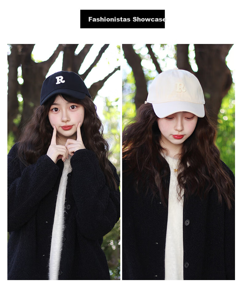 TUCANO R Logo Baseball Cap Women Large Head Circumference Slim Face Versatile Sports Hat Men Korean Style Duckbill Cap Trendy 3