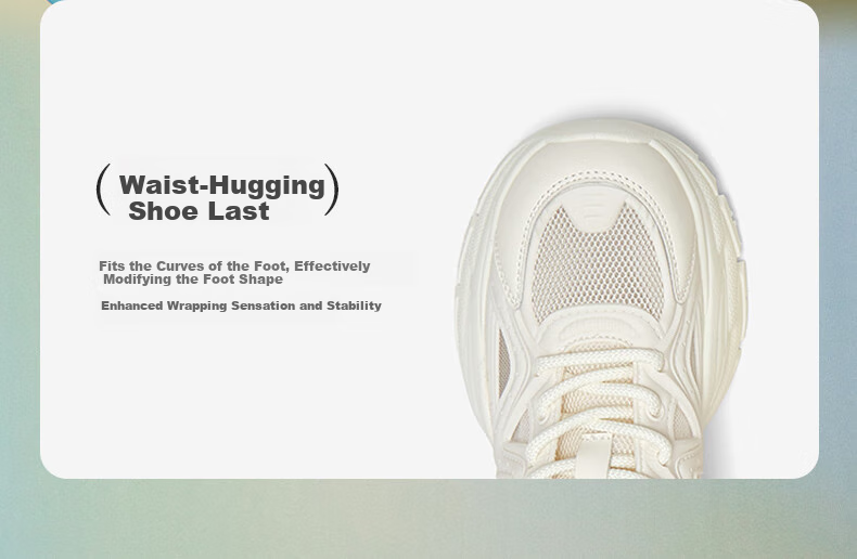 Basto 【Slim Waist】25 Mall Mesh Dad Shoes Thick Sole Women's Casual Shoes B8889BM5 White Size 37 9