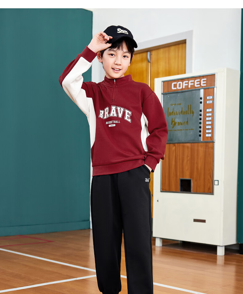 361° Children's Clothing, Kids' Outfit Set, Fall 2025, Boys And Girls, Older Children, Half-Zip Stand Collar Casual Knit Sweatshirt Set, Purple, Size 170 14