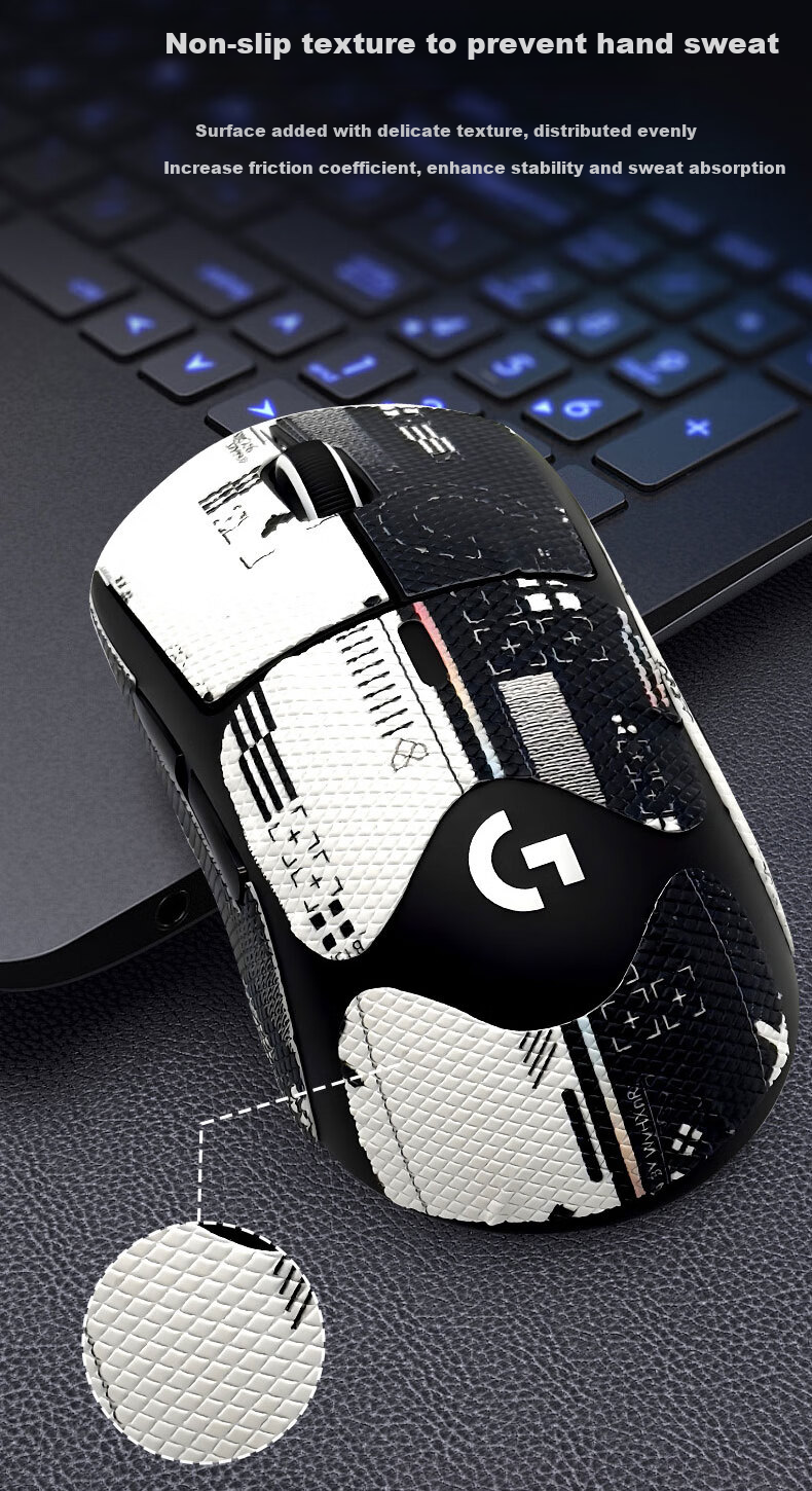 JPLAYER Suitable for GPW First/second Generation Zhuque Mouse Anti-Slip Sticker, Sweat-Resistant, for Logitech GPW1 Gaming Wireless Mouse, Matte Anti-Sweat Pink And Purple Floral Print, Full Coverage 5