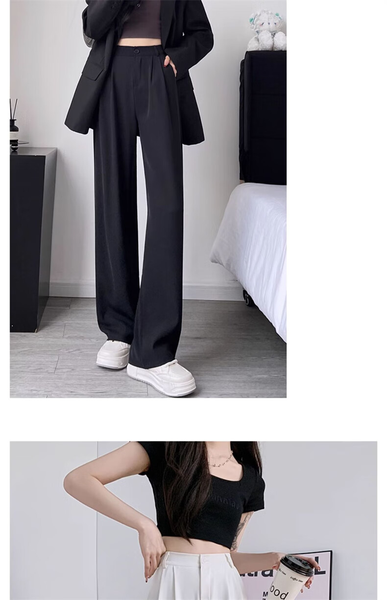 Langsha Women's Suit Pants 2026 New High-Waist Straight-Leg Slim Fit Lightweight Wide-Leg Trousers for Office Commuting 20