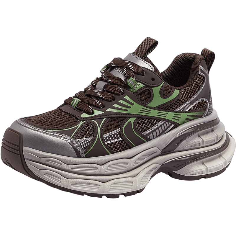 CAMEL Silver Moon Outdoor Retro Dad Shoes Thick Sole Casual Shoes L24A283742A Coffee/Green (Women's) Size 39