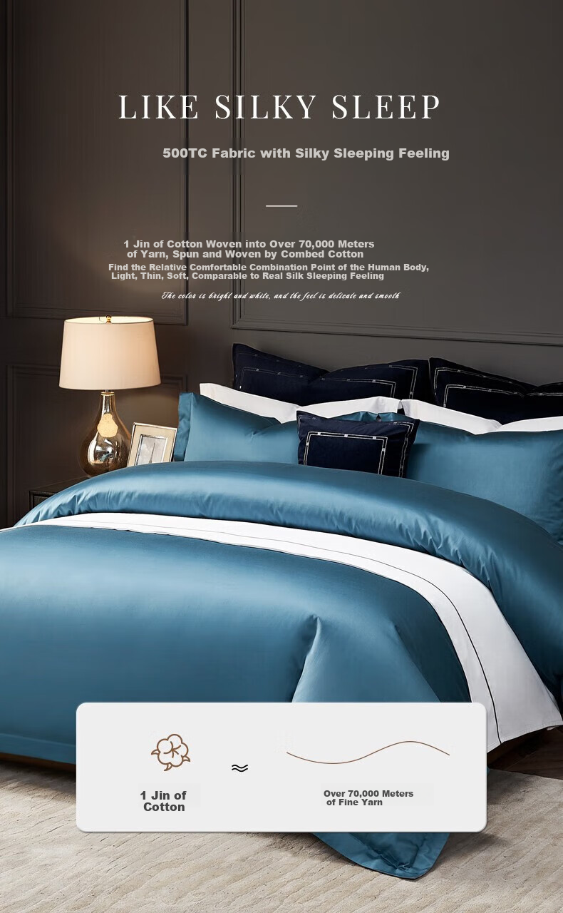 Canasin Hotel Bedding, 100-Thread Count Pure Cotton Four-Piece Set, Xinjiang Long-Staple Cotton Bed Sheet And Duvet Cover, Bedding for 1.5m Bed 2