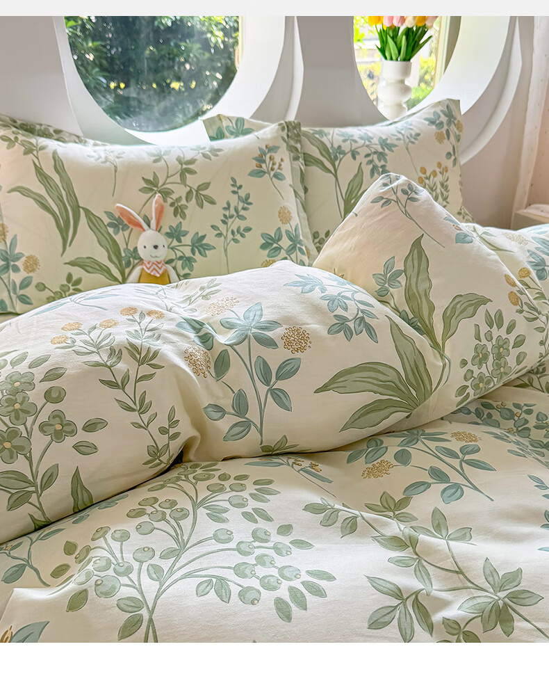 AVIVI Class A Pillowcase Pair Pure Cotton Home Use Single Pillowcase Pillow Core Cover Green Wild 48*74cm 5