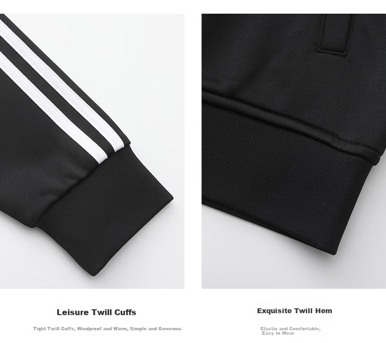 Adidas Men's Spring Running Sportswear Set, Windproof Jacket And Leggings Two-Piece Suit, Black And White, 2XL 21