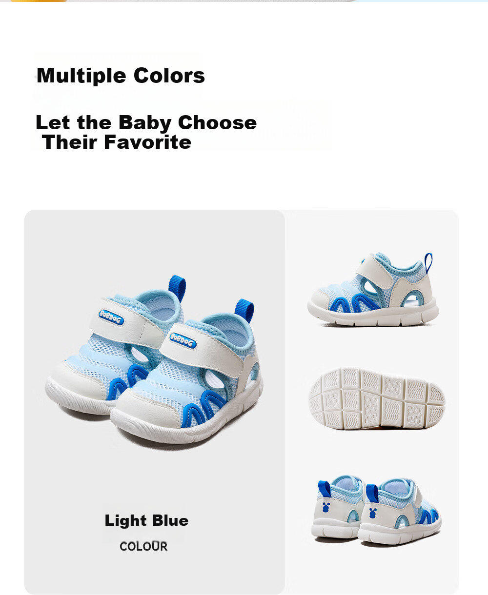 BOBDOG Children's Shoes, Baby Sandals, Toddler Shoes, Boys' Caterpillar Shoes, Breathable Mesh Kids' Footwear, Light Blue, Size 25 14