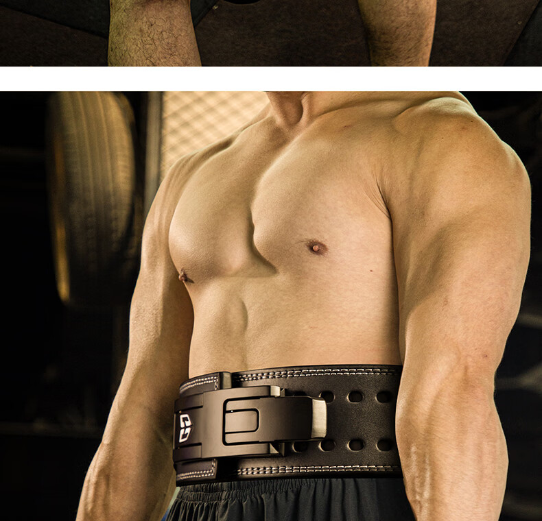GINGPAI SPORT Professional Powerlifting Gym Belt Quick Release Squat Deadlift Leather Lever Weightlifting Support Gray M 10