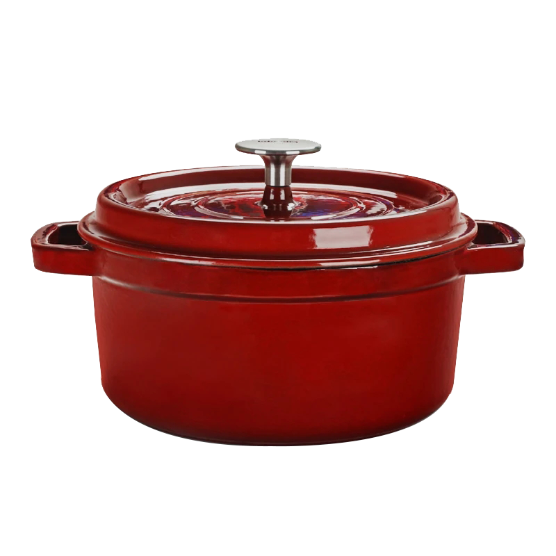 JD Original Enamel Pot Cast Iron Soup Pot Stew Pot Micro-Pressure Seafood Pot Cooking Pot Soup Pot Housewarming Gift 24cm Coral Red