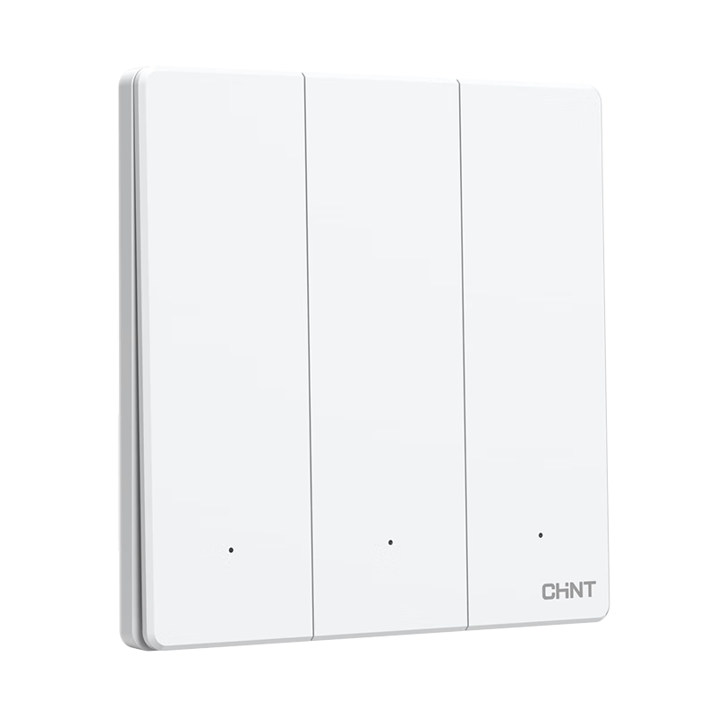 CHNT Wireless Switch Panel, Remote Control Switch, Smart Switch without Wiring, Three-Gang Double-Control Set, White
