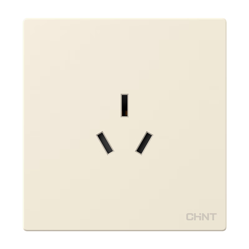 CHNT Switch Socket No-Paint Cream Style Large Panel Concealed Socket X1M Three-Hole 16A Socket Cheese Yellow
