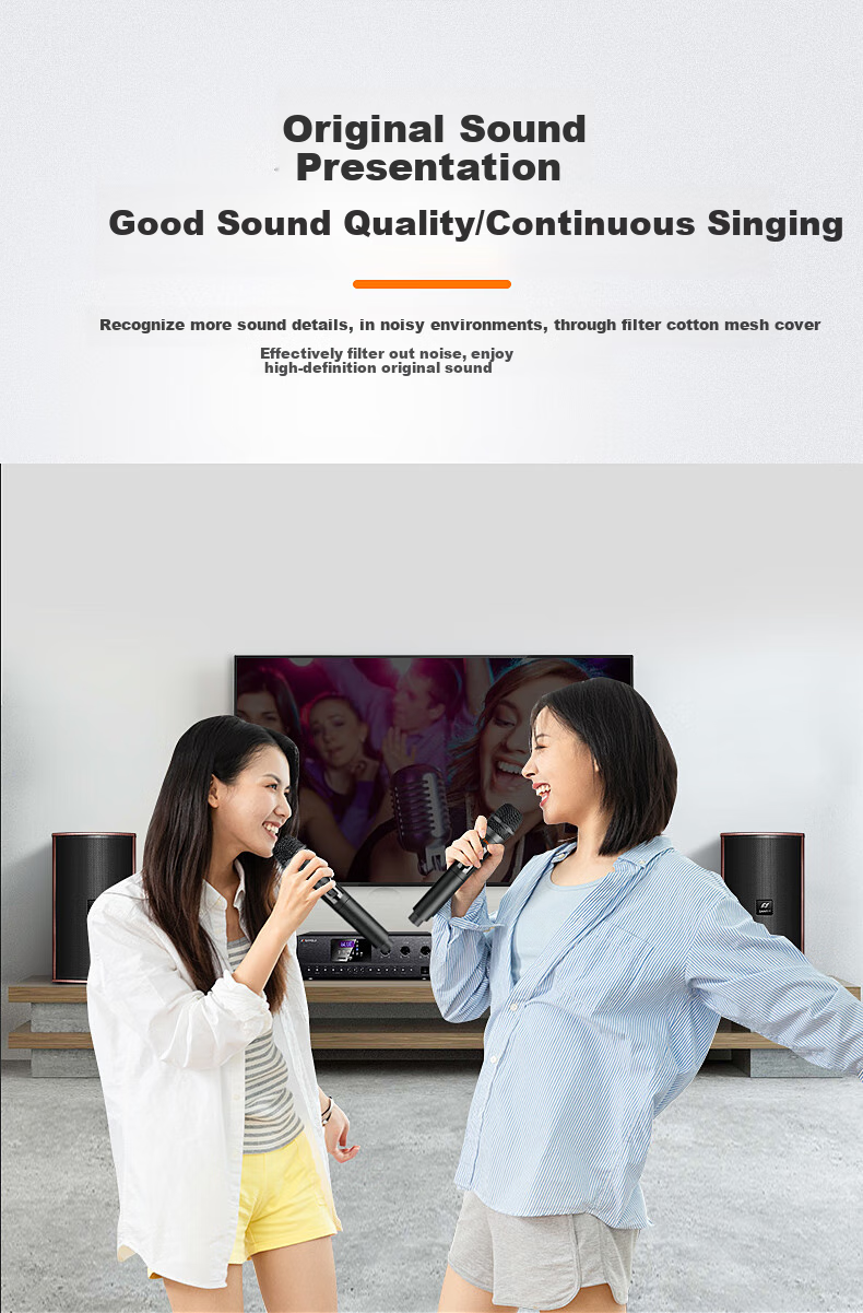 SANSUI KM3 Wireless Microphone, Professional U-Band One-To Wireless Microphones, KTV Sound System, Handheld Microphone for Stage Performance, Karaoke, Wedding Ceremonies 4