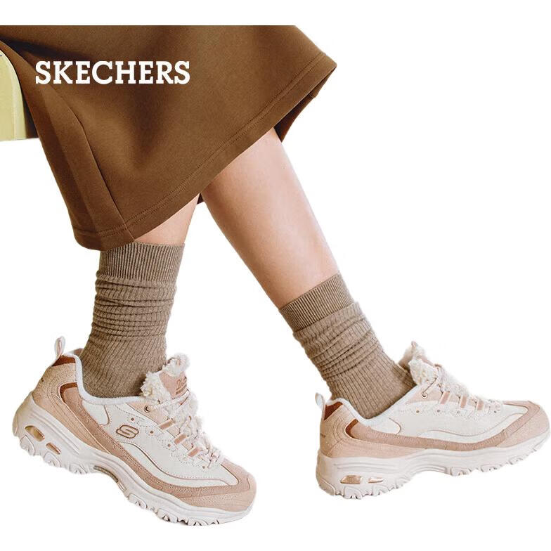 Skechers Women's Chunky Bear Shoes for Autumn And Winter, Comfortable Warm Thick-Soled Platform Dad Sneakers with Non-Slip Soles