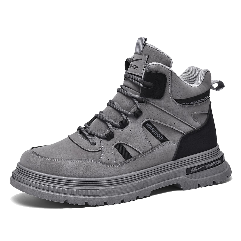 Warrior Men's Shoes Martin Boots Spring And Autumn High-Top Outdoor Work Boots Men's Hiking Boots WXY-M057L Gray/black 43