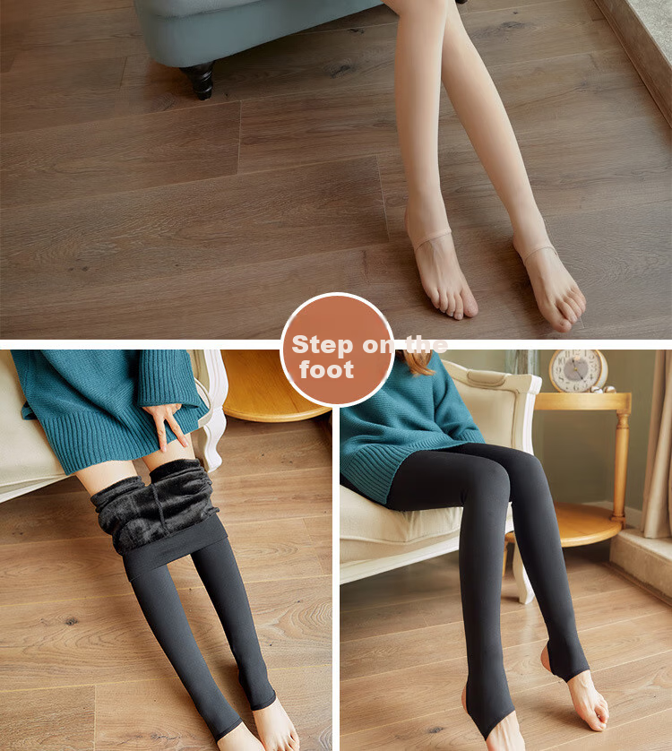 MAOHUO Women's Thigh-High Stockings, Autumn And Winter All-In Pants, Fleece-Lined Thickened Pantyhose, Warm Leggings for Women, Suitable for Outdoor Wear 16